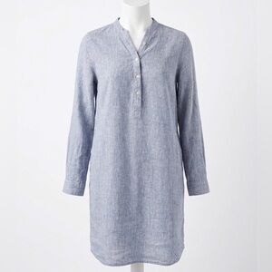 Roots Chambray Blue 100% Linen Henley Shirt Dress Size Small Canadian